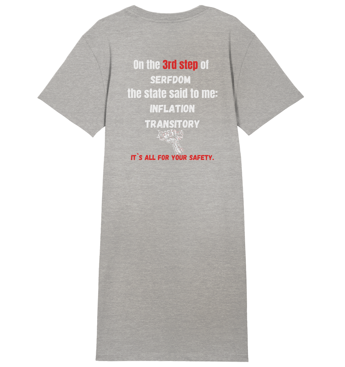 3rd step of serfdom the state said to me: INFLATION TRANSITORY # RÜCKENDRUCK # (Ladies Collection 21% Rabatt bis zum Halving 2024) - Ladies Organic Shirt Dress