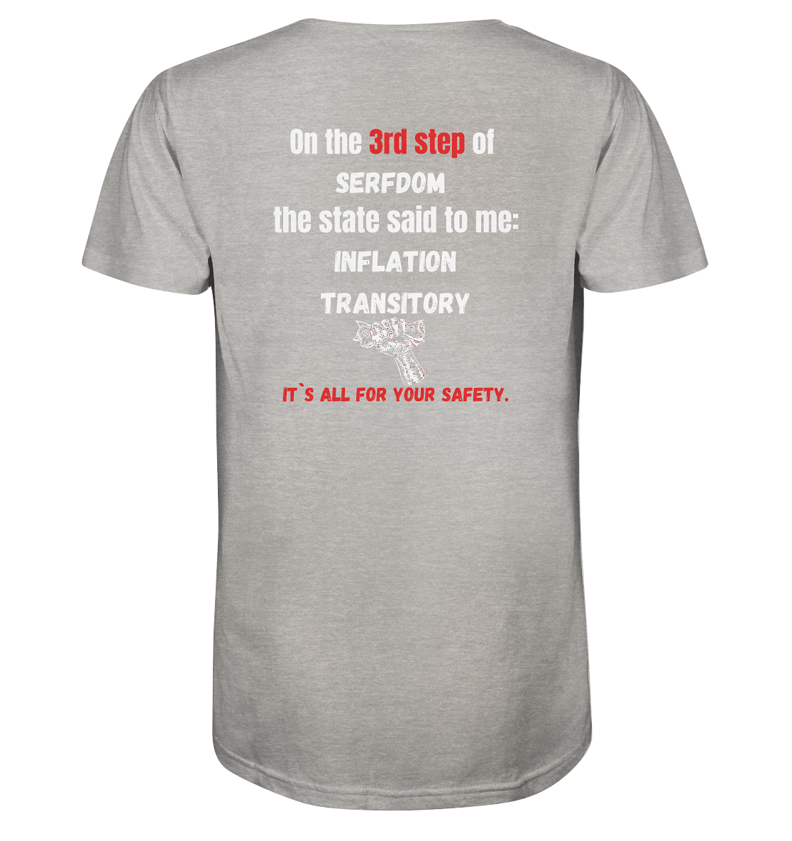 3rd step of serfdom - INFLATION TRANSITORY - RÜCKENDRUCK (Herren, Men) - Mens Organic V-Neck Shirt