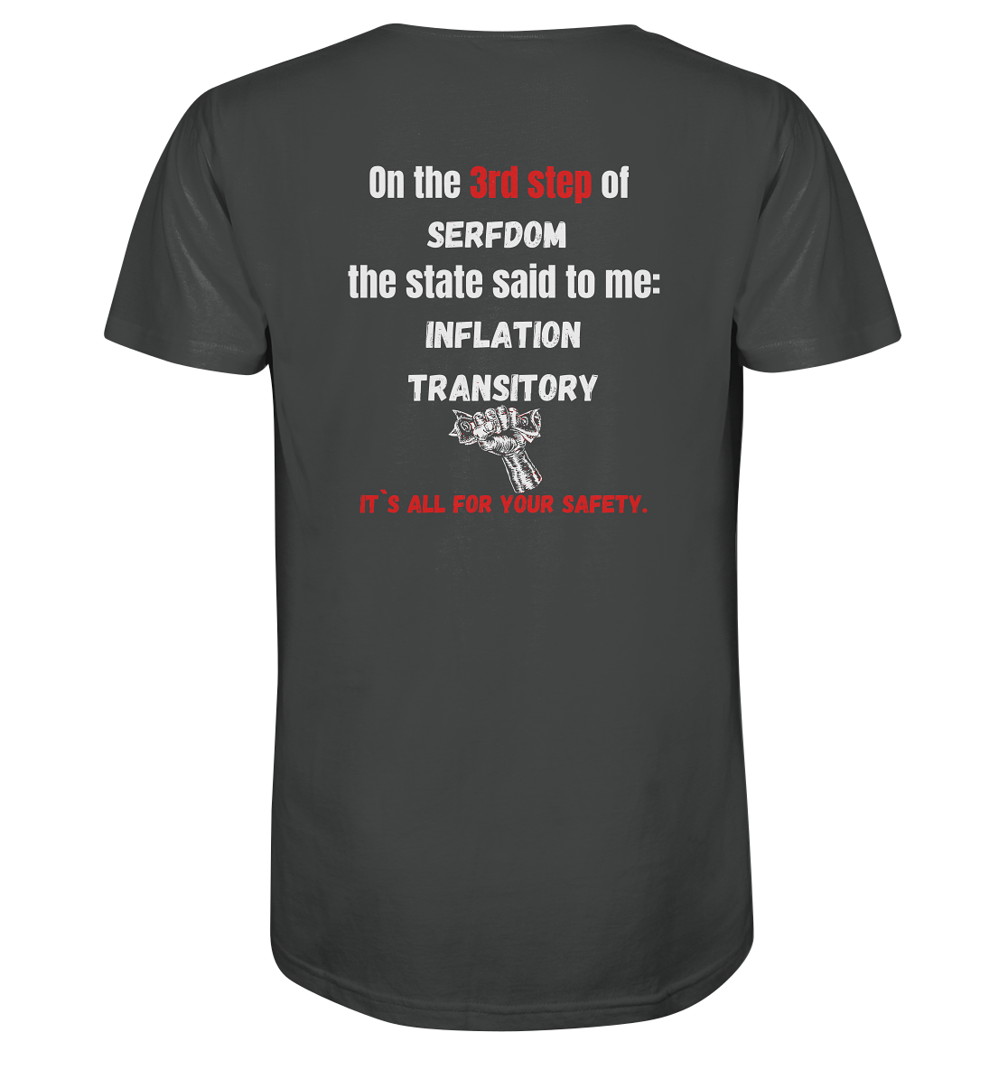 3rd step of serfdom - INFLATION TRANSITORY - RÜCKENDRUCK (Herren, Men) - Organic Shirt