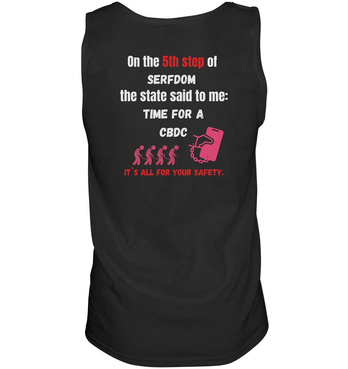 5th step of serfdom - TIME FOR A CBDC - RÜCKENDRUCK (Herren, Men) - Tank-Top