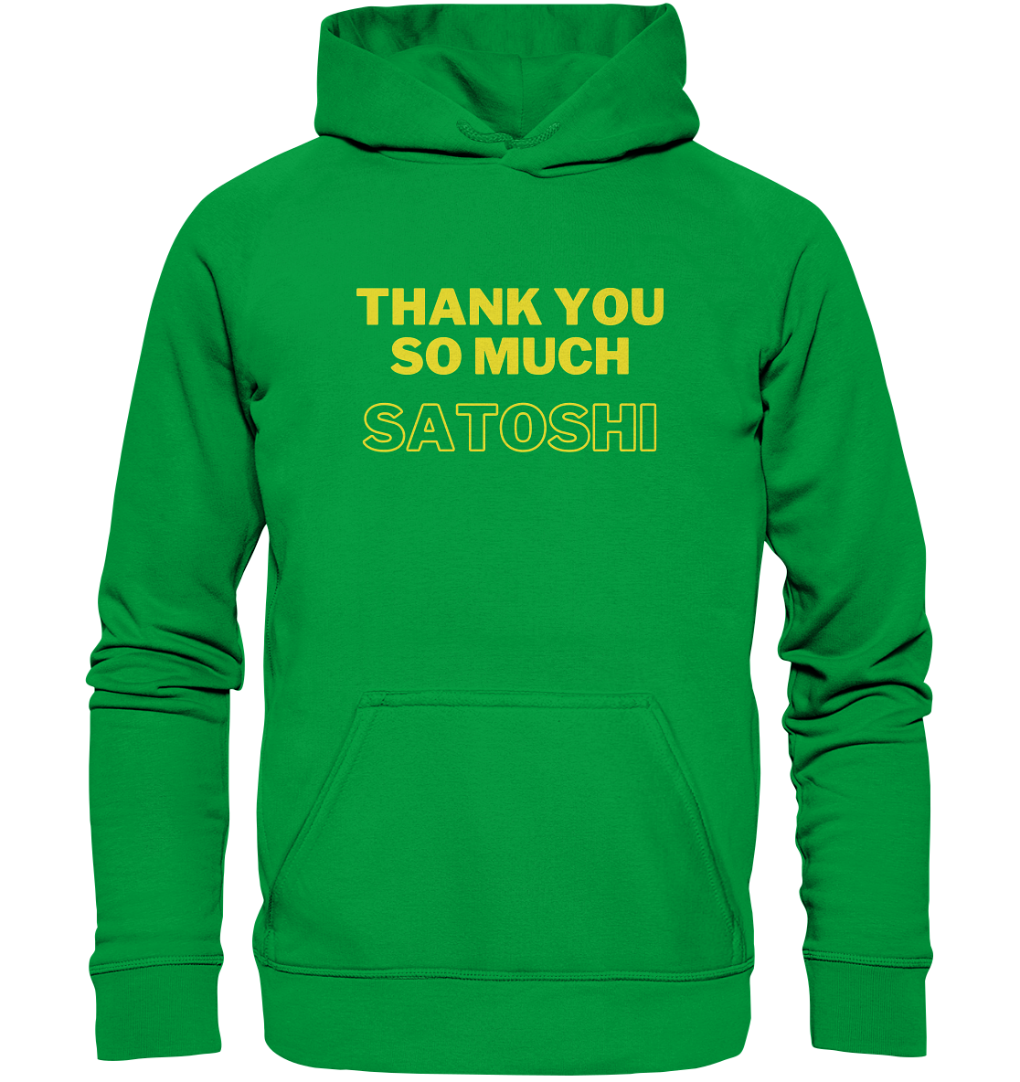 THANK YOU SO MUCH SATOSHI (gelbe Schrift) - LADIES COLLECTION 21% automat. Rabatt bis zum Halving 2024 - Basic Unisex Hoodie