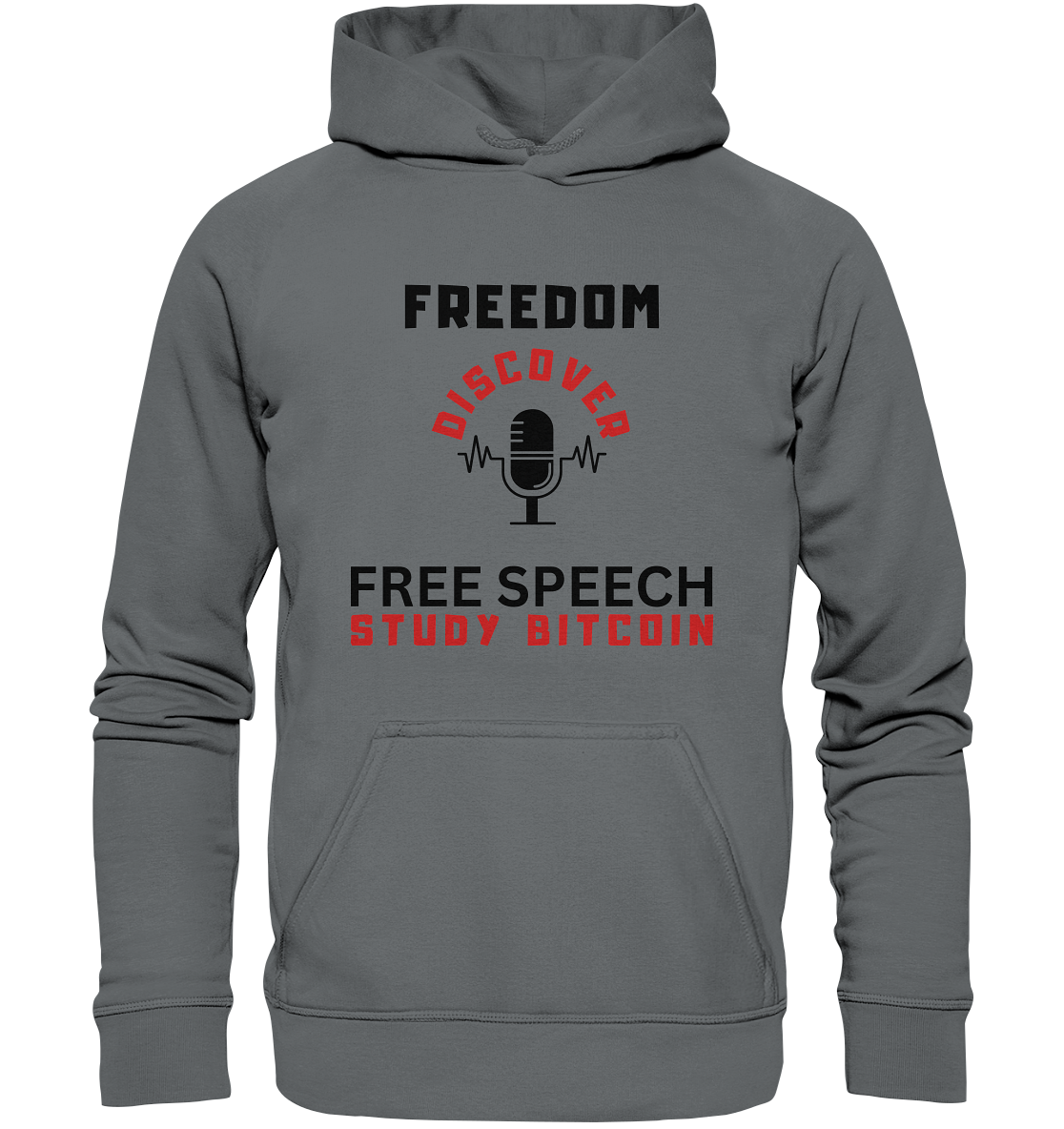 FREEDOM (Mikrofon) DISCOVER FREE SPEECH, STUDY BITCOIN - LADIES COLLECTION 21% automat. Rabatt bis zum Halving 2024 - Basic Unisex Hoodie