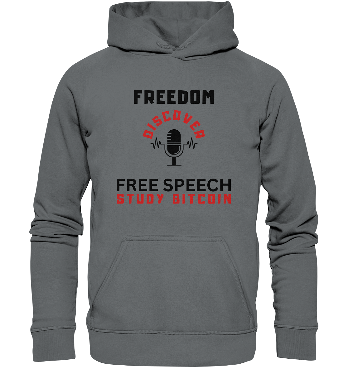 FREEDOM (Mikrofon) DISCOVER FREE SPEECH, STUDY BITCOIN - Basic Unisex Hoodie