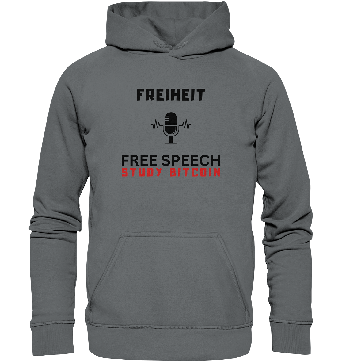 FREIHEIT (Mikrofon) FREE SPEECH, STUDY BITCOIN - Basic Unisex Hoodie
