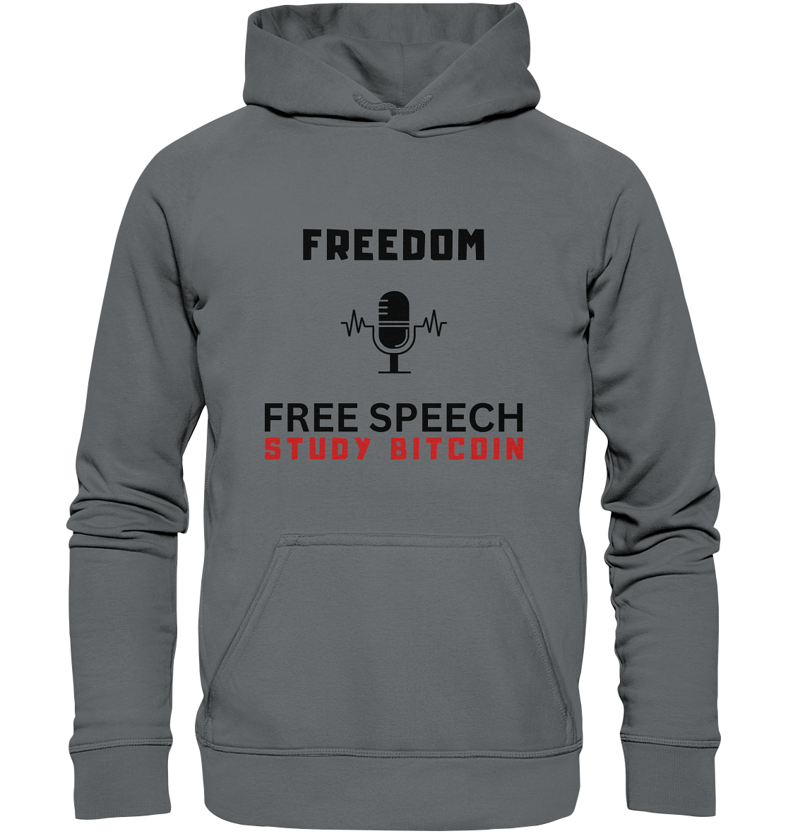 FREEDOM (Mikrofon) FREE SPEECH, STUDY BITCOIN - Basic Unisex Hoodie