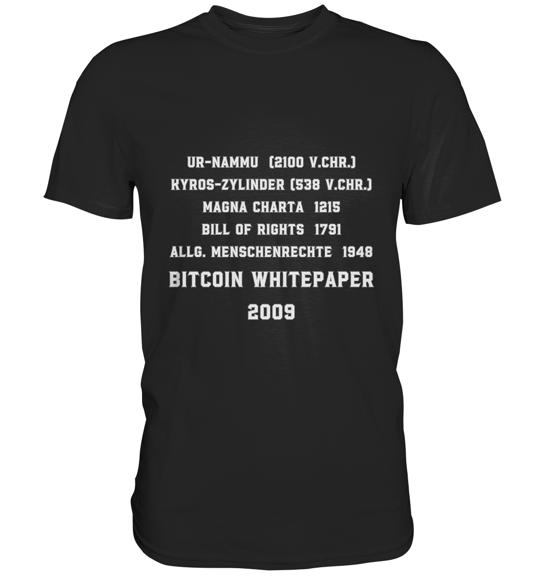 Wichtigste Dokumente der Welt bis zum BITCOIN Whitepaper (2009) - Classic Shirt