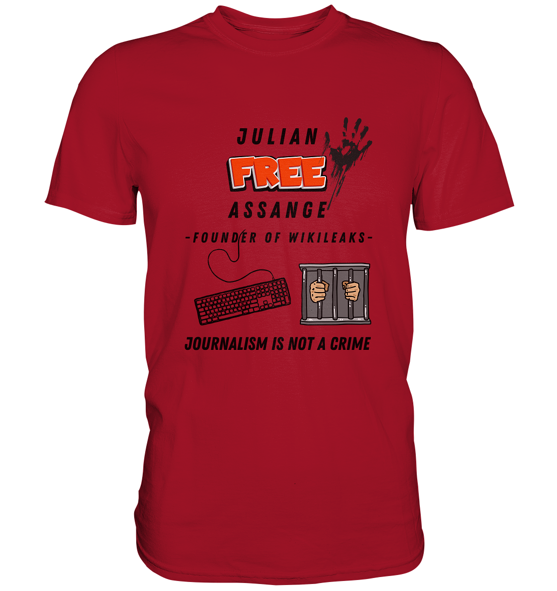 JULIAN FREE ASSANGE - FOUNDER OF WIKILEAKS - JOURNALISM IS NOT A CRIME (GRAFIKEN, Tastatur, Zelle, Hand)) - Classic Shirt