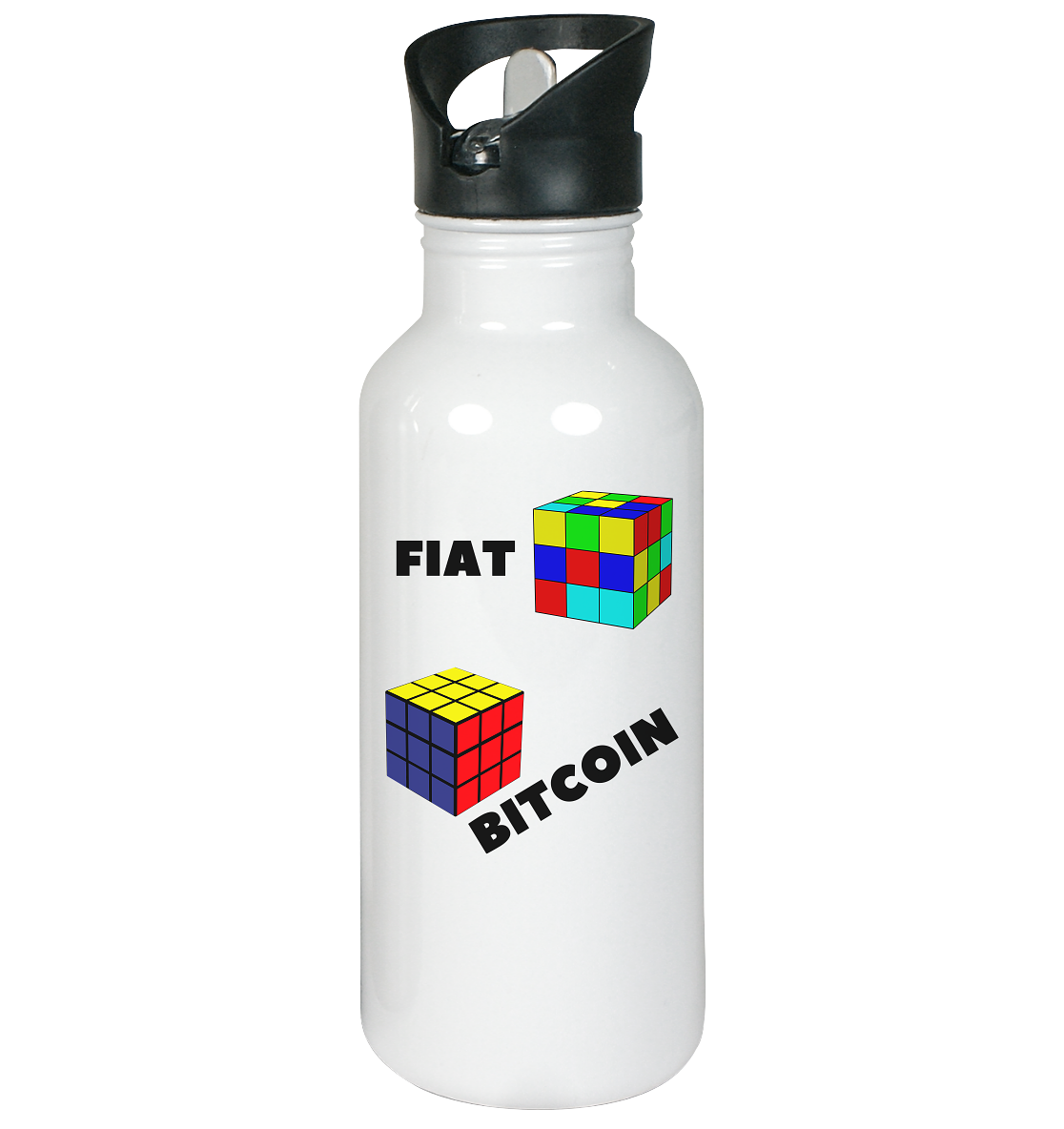 FIAT-Chaos & BITCOIN-Ordnung # Zauberwürfel / Cube Design - Edelstahl-Trinkflasche