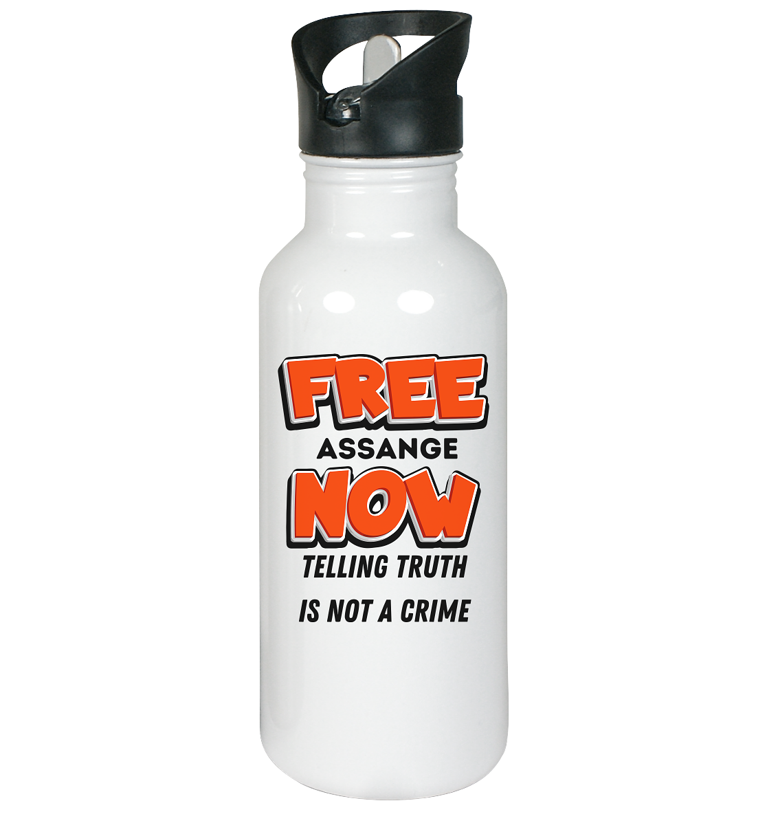 FREE ASSANGE NOW - TELLING TRUTH IS NOT A CRIME - Edelstahl-Trinkflasche