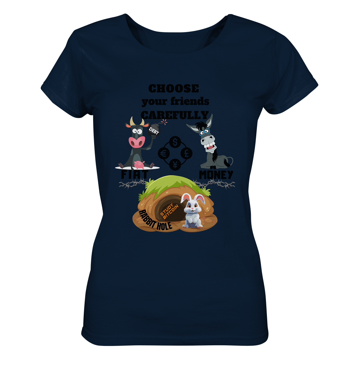 CHOOSE your friends CAREFULLY - FIAT Money / Rabbithole - LADIES Collection automat. 21% Rabatt bis zum Halving 2024 - Ladies Organic Basic Shirt
