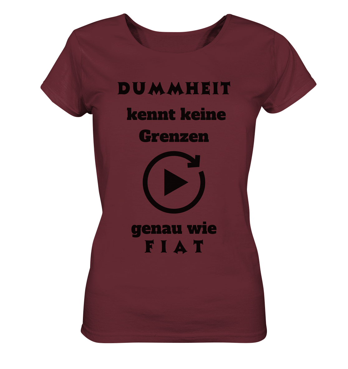DUMMHEIT KENNT KEINE GRENZEN - GENAU WIE FIAT (ENDLOS-PLAYBUTTON) - Ladies Collection 21% Rabatt bis zum Halving 2024) - Ladies Organic Shirt