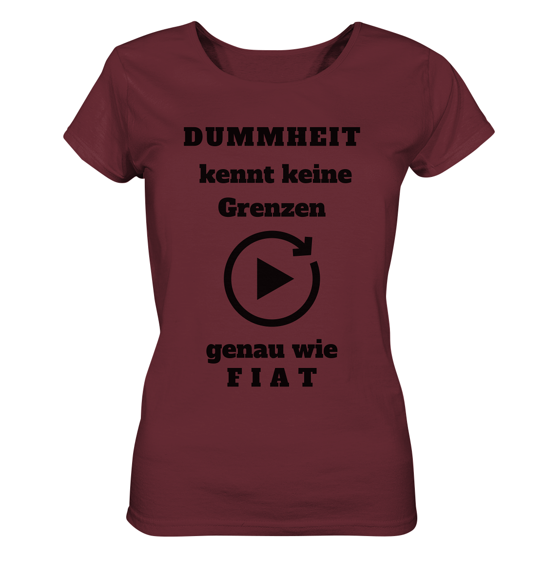 DUMMHEIT KENNT KEINE GRENZEN - GENAU WIE FIAT (ENDLOS-PLAYBUTTON) # einheitliche Schrift # Ladies Collection 21% Rabatt bis zum Halving 2024 - Ladies Organic Shirt