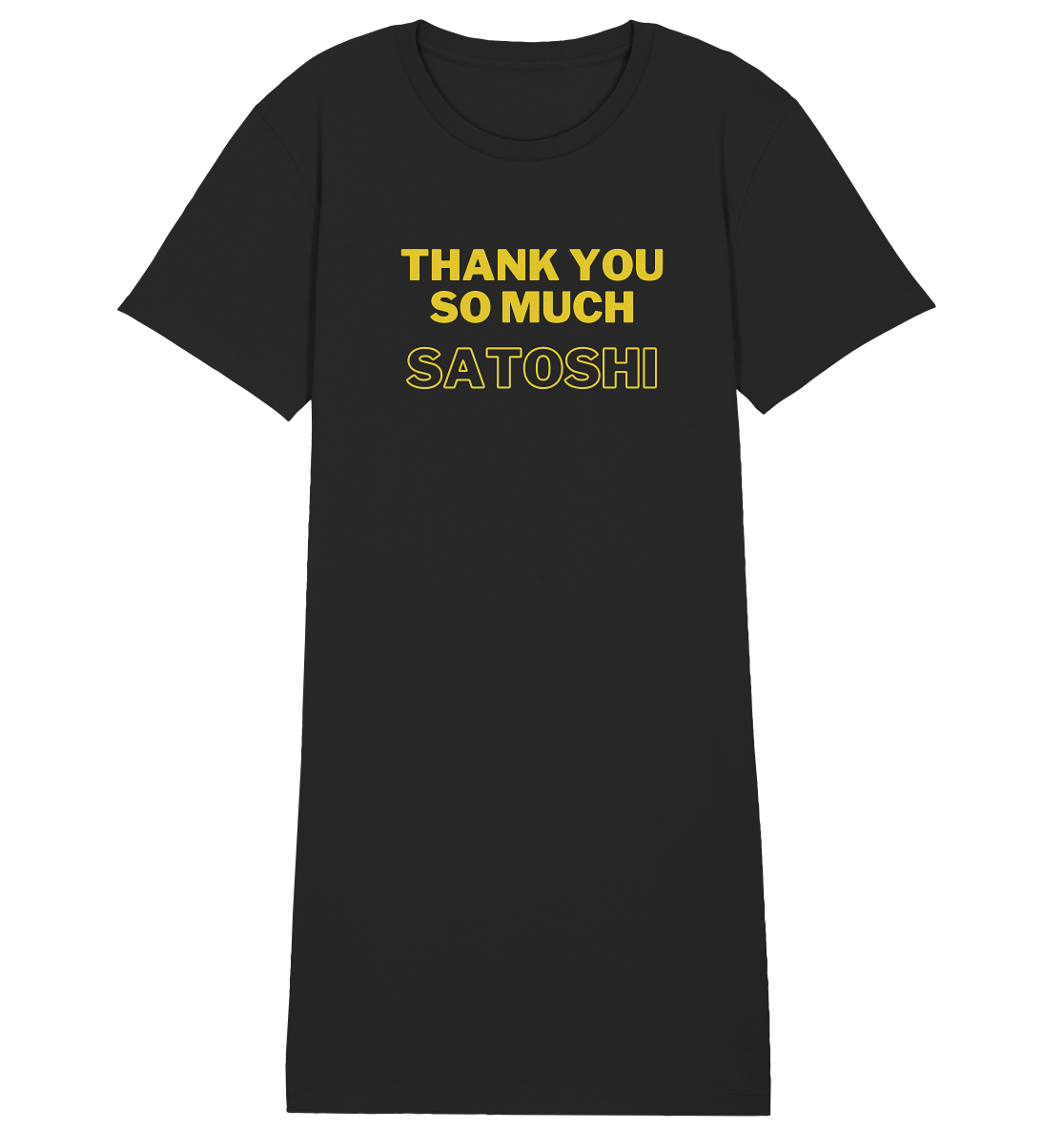 THANK YOU SO MUCH SATOSHI (gelbe Schrift) - LADIES COLLECTION 21% automat. Rabatt bis zum Halving 2024 - Ladies Organic Shirt Dress