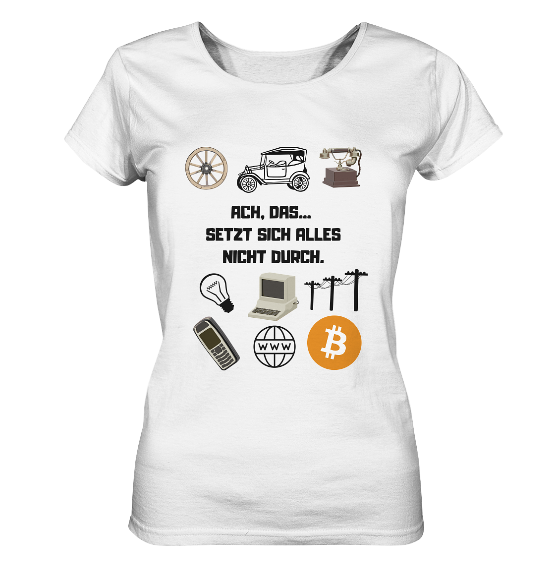 ACH, DAS... SETZT SICH ALLES NICHT DURCH. (Grafiken, BTC Symbol) - LADIES COLLECTION 21% automat. Rabatt bis zum Halving 2024 - Ladies Organic Shirt
