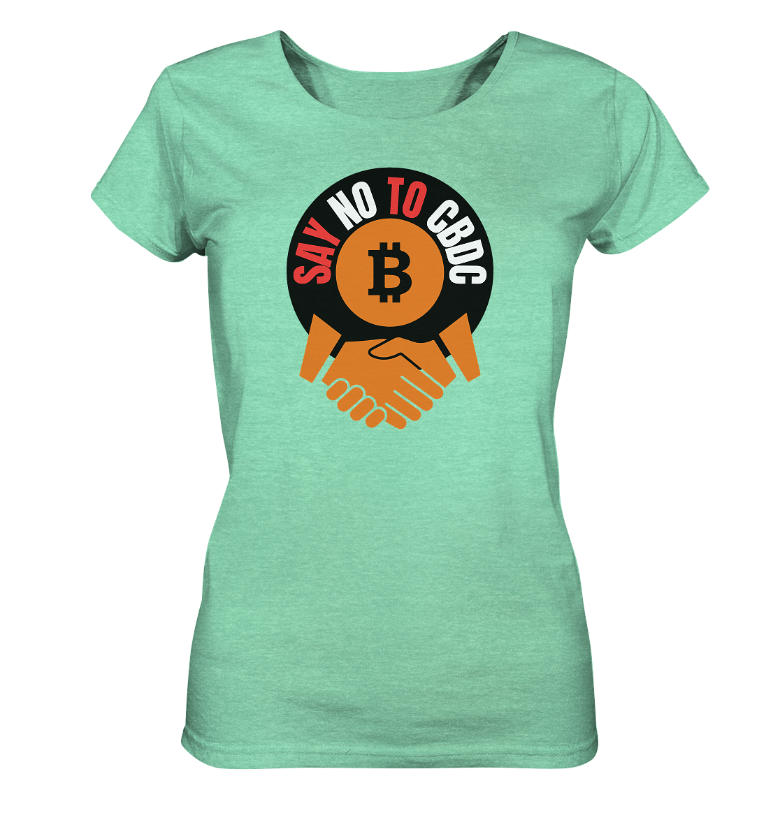 SAY NO TO CBDC - handshake (Ladies Collection 21% Rabatt bis zum Halving 2024) - Ladies Organic Shirt (meliert)