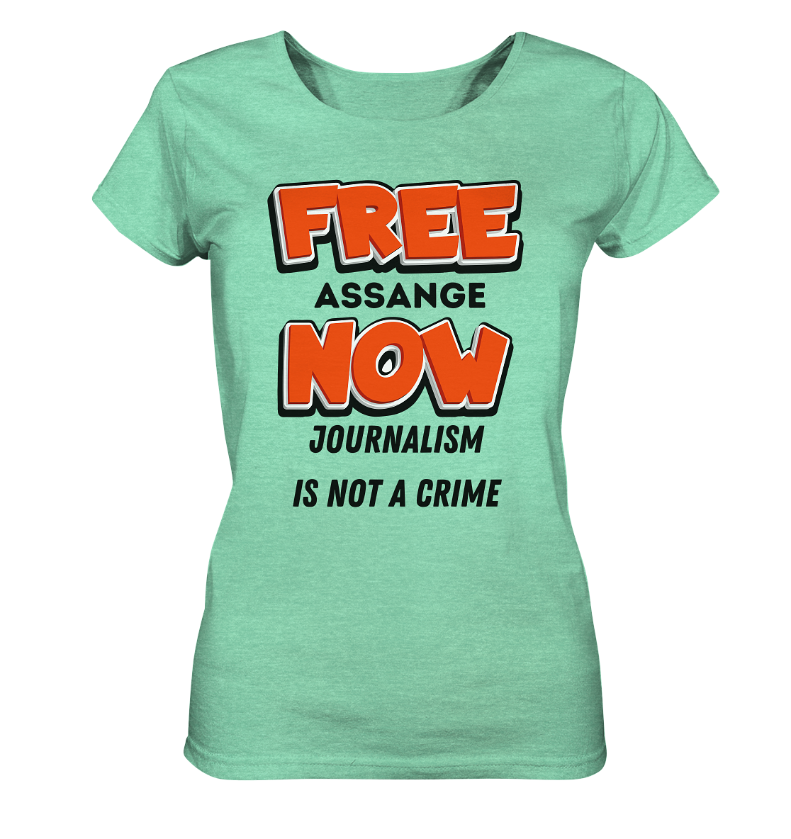 FREE ASSANGE NOW - JOURNALISM IS NOT A CRIME (Ladies Collection 21% Rabatt bis zum Halving 2024) - Ladies Organic Shirt (meliert)