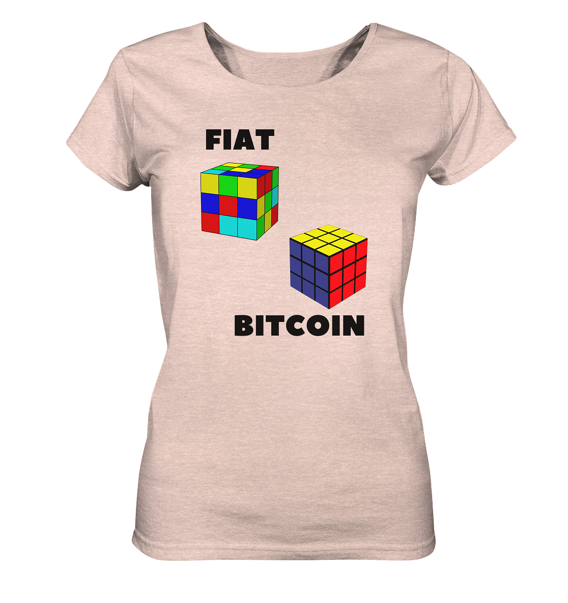 FIAT Cube & BITCOIN Cube - gerade Variante (Ladies Collection 21% Rabatt bis zum Halving 2024) - Ladies Organic Shirt (meliert)