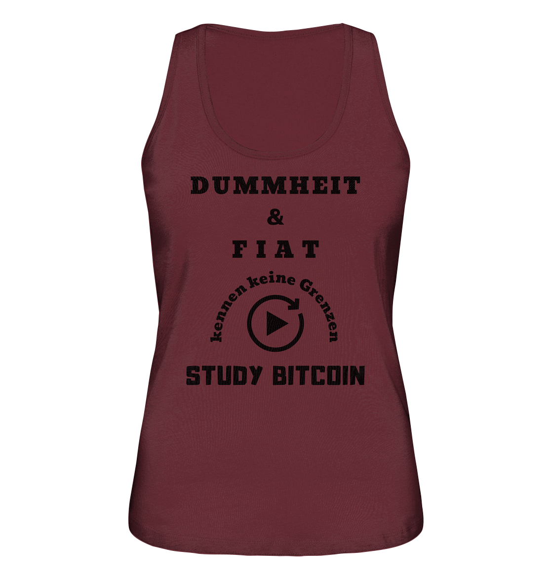 DUMMHEIT UND FIAT KENNEN KEINE GRENZEN - STUDY BITCOIN (ENDLOS-PLAYBUTTON) - Ladies Collection 21% Rabatt bis zum Halving 2024 - Ladies Organic Tank-Top
