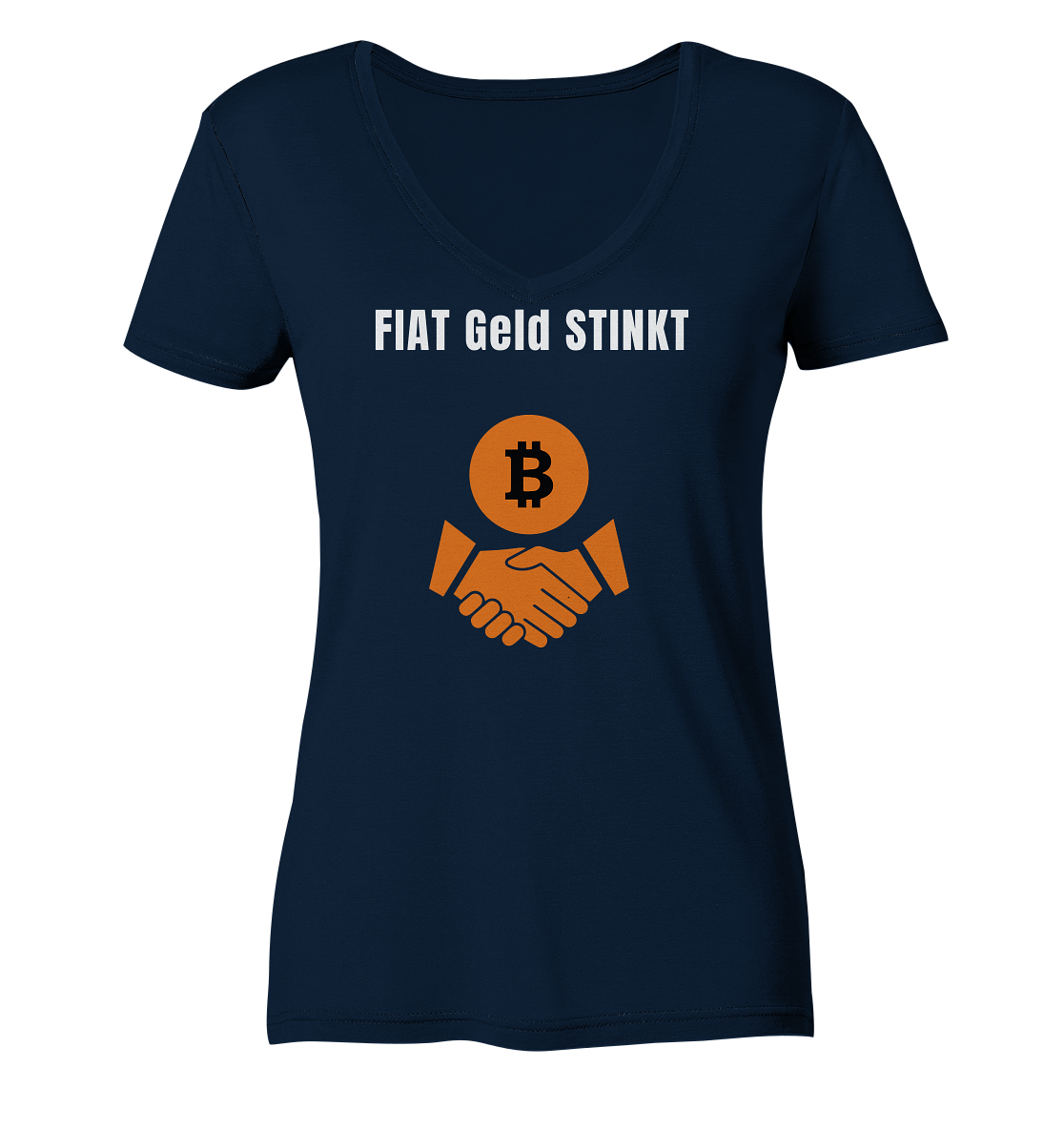 FIAT Geld STINKT (Ladies Collection 21% Rabatt bis zum Halving 2024) - Ladies Organic V-Neck Shirt