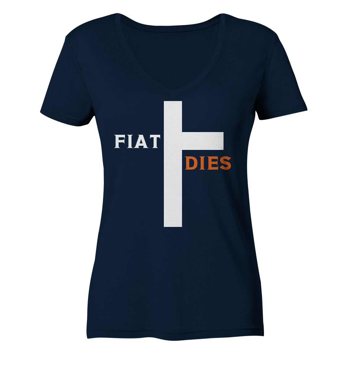 FIAT DIES (weiss / orange) - Ladies Collection - Ladies Organic V-Neck Shirt