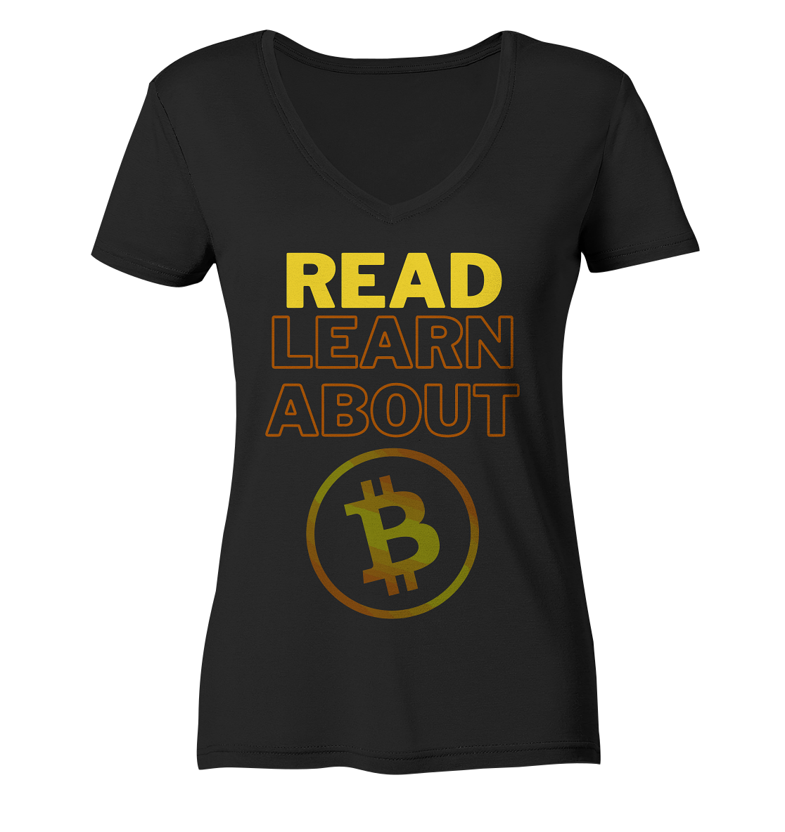 READ - LEARN ABOUT BITCOIN - Ladies Collection - Ladies Organic V-Neck Shirt