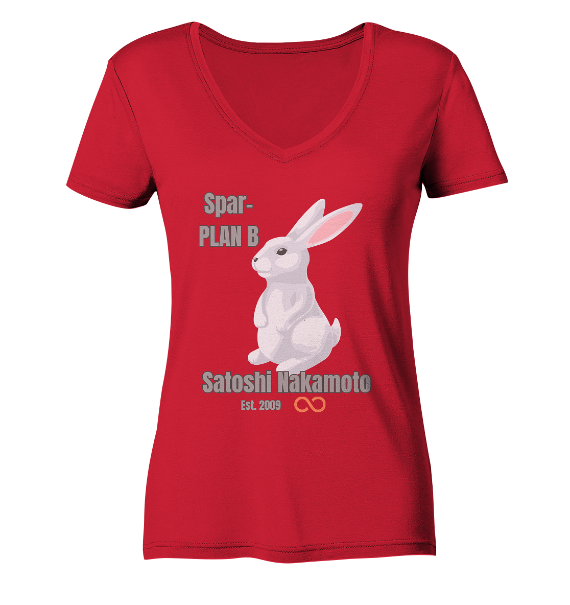 Spar-PLAN B SATOSHI NAKAMOTO Est. 2009 (unendlich) - LADIES COLLECTION 21% automat. Rabatt bis zum Halving 2024 - Ladies Organic V-Neck Shirt