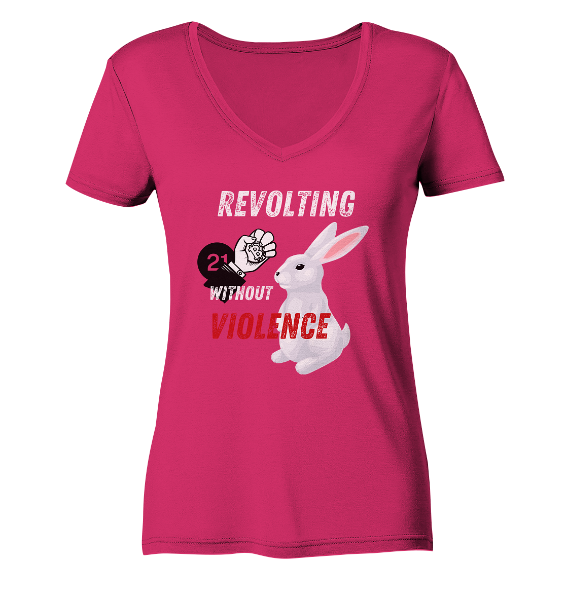 REVOLTING WITHOUT VIOLENCE - LADIES COLLECTION 21% automat. Rabatt bis zum Halving 2024 - Ladies Organic V-Neck Shirt
