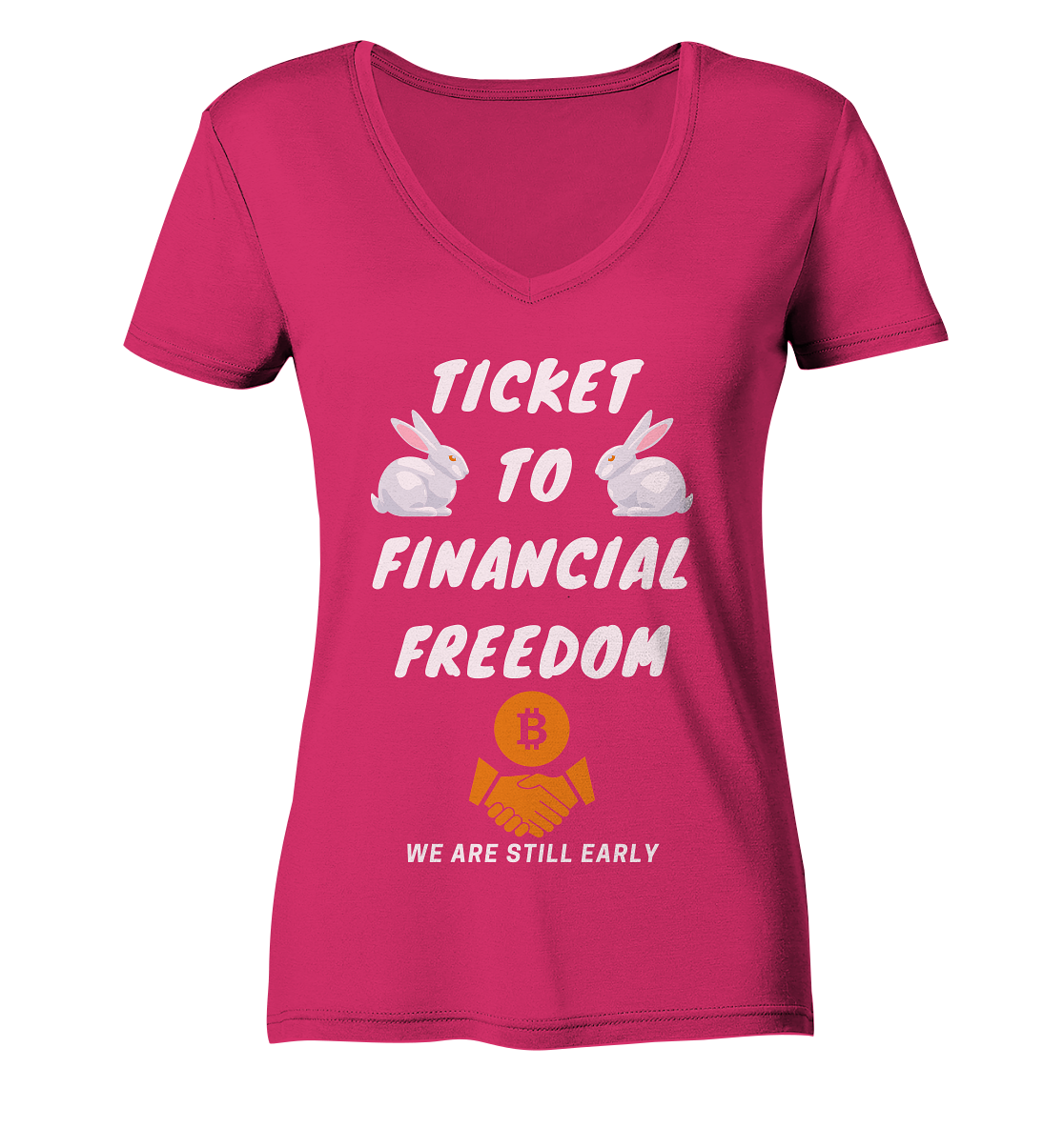 TICKET TO FINANCIAL FREEDOM - LADIES COLLECTION 21% automat. Rabatt bis zum Halving 2024 - Ladies Organic V-Neck Shirt