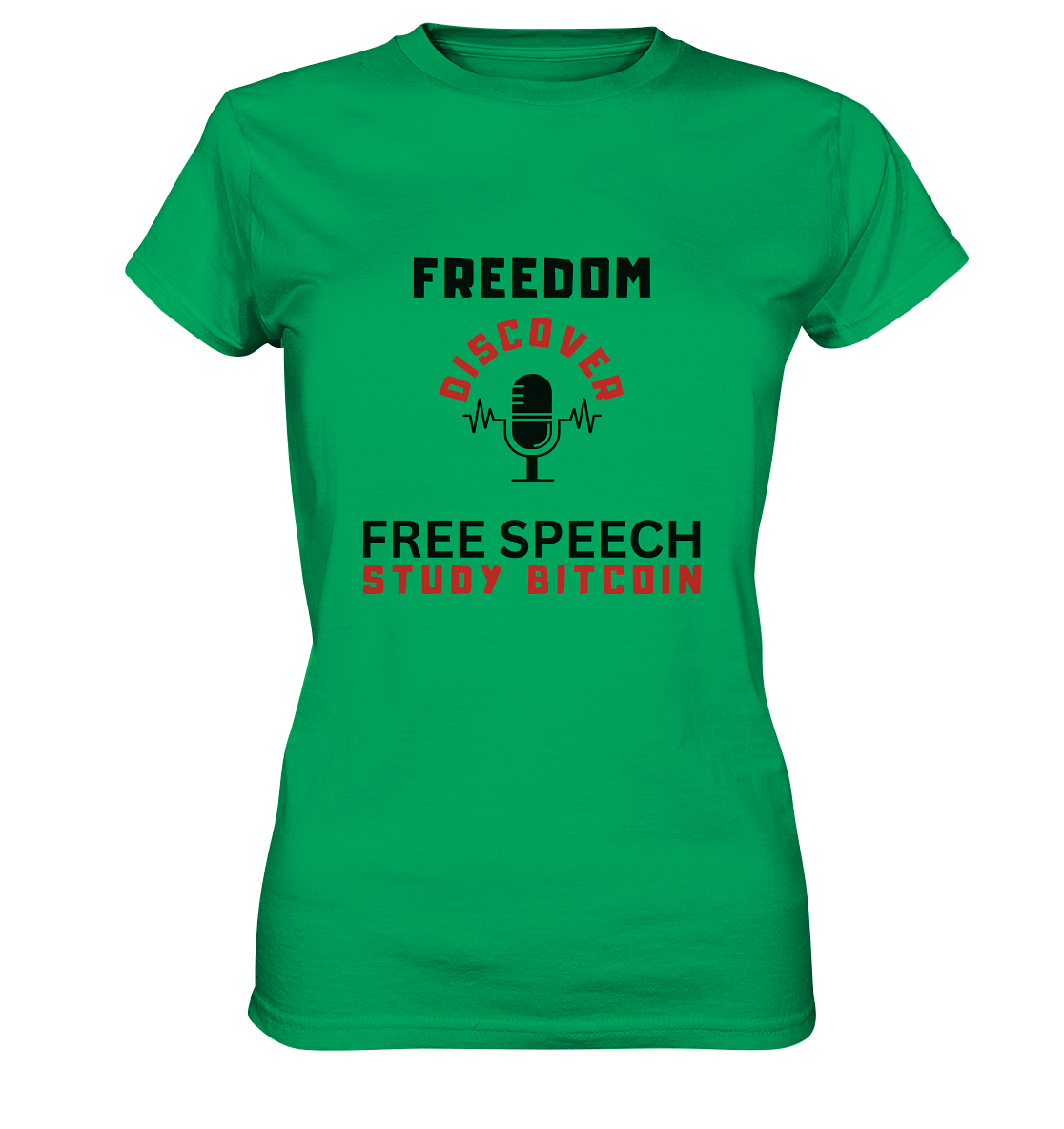 FREEDOM (Mikrofon) DISCOVER FREE SPEECH, STUDY BITCOIN - LADIES COLLECTION 21% automat. Rabatt bis zum Halving 2024 - Ladies Premium Shirt