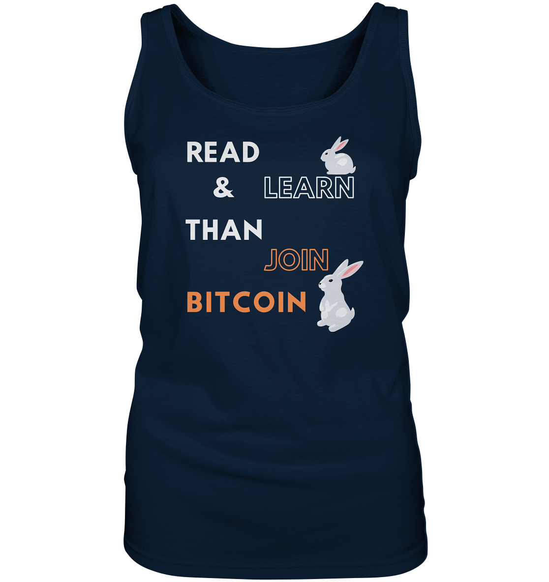 READ & LEARN THAN JOIN BITCOIN - white/orange Bunny Version - Ladies Collection - Ladies Tank-Top