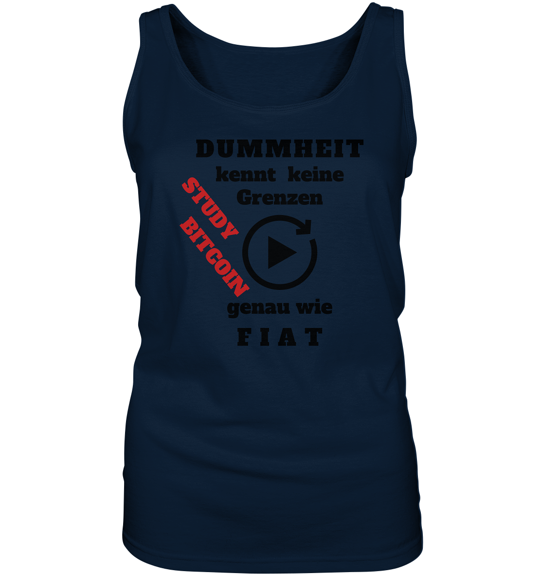 DUMMHEIT kennt keine Grenzen - genau wie FIAT - STUDY BITCOIN (schräg, rot) # ENDLOS-PLAYBUTTON - Ladies Collection 21% Rabatt bis zum Halving 2024 - Ladies Tank-Top