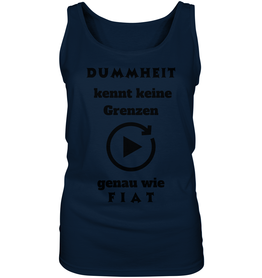 DUMMHEIT KENNT KEINE GRENZEN - GENAU WIE FIAT (ENDLOS-PLAYBUTTON) - Ladies Collection 21% Rabatt bis zum Halving 2024) - Ladies Tank-Top