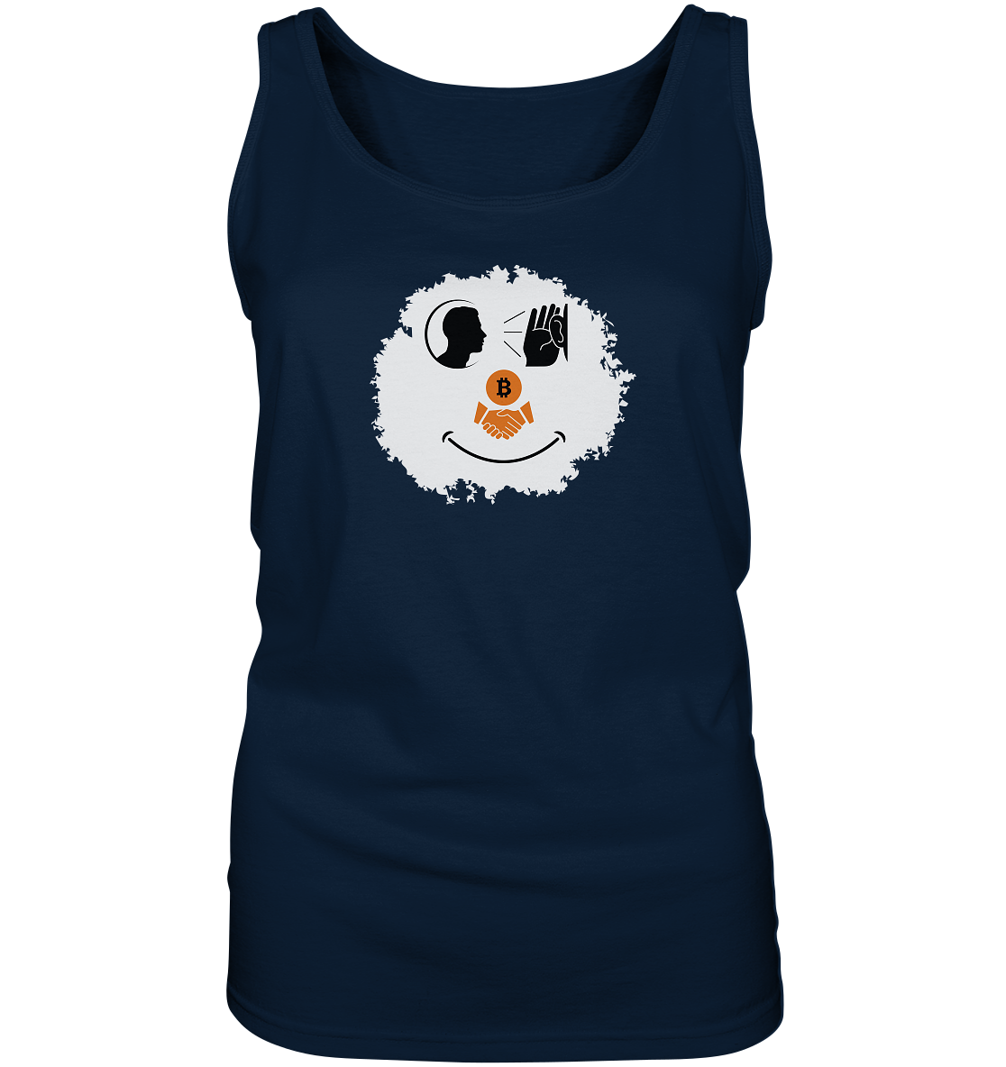 Smiley listen to Bitcoin handshake - (Ladies Collection 21% Rabatt bis zum Halving 2024) - Ladies Tank-Top