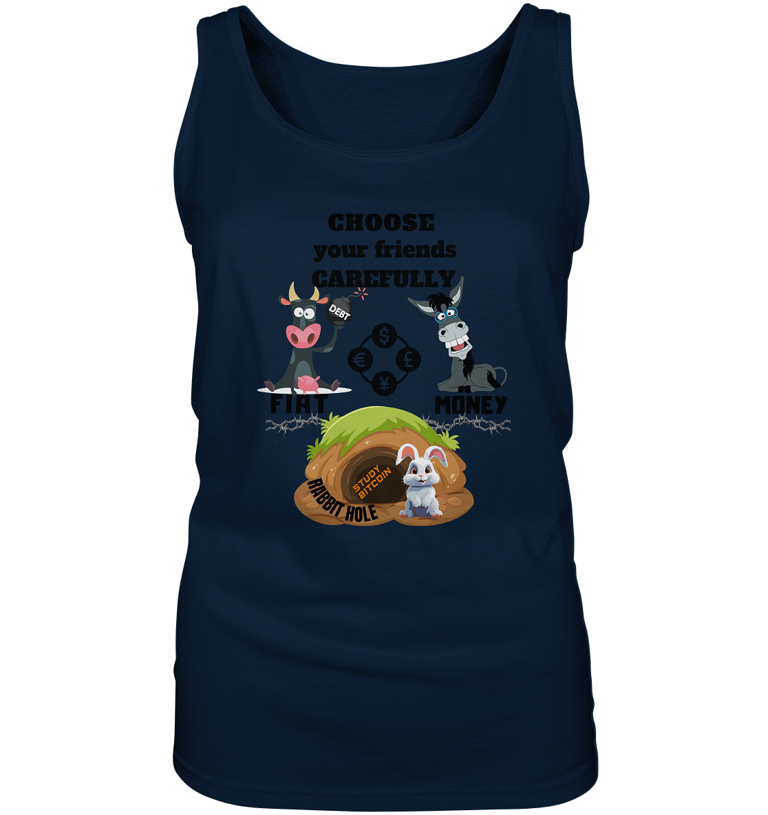 CHOOSE your friends CAREFULLY - FIAT Money / Rabbithole - LADIES Collection automat. 21% Rabatt bis zum Halving 2024 - Ladies Tank-Top