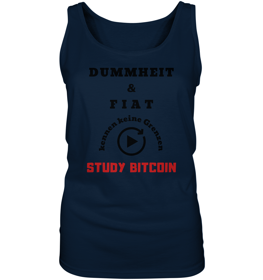 DUMMHEIT UND FIAT KENNEN KEINE GRENZEN - STUDY BITCOIN (ROT) # ENDLOS-PLAYBUTTON - Ladies Collection 21% Rabatt bis zum Halving 2024 - Ladies Tank-Top