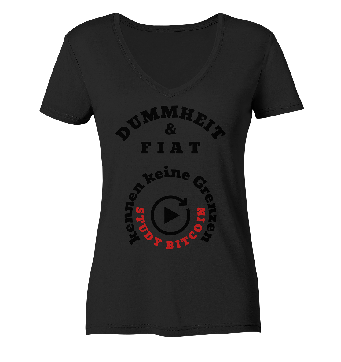 DUMMHEIT & FIAT kennen keine Grenzen - STUDY BITCOIN (rund in rund) # ENDLOS-PLAYBUTTON - Ladies Collection 21% Rabatt bis zum Halving 2024 - Ladies V-Neck Shirt