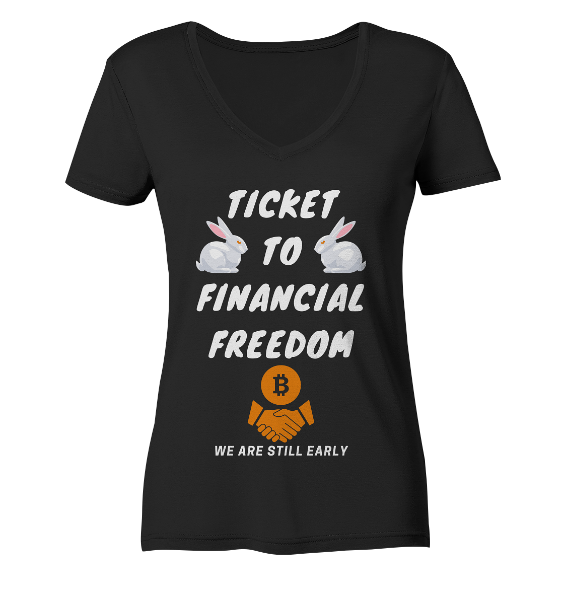 TICKET TO FINANCIAL FREEDOM - LADIES COLLECTION 21% automat. Rabatt bis zum Halving 2024 - Ladies V-Neck Shirt