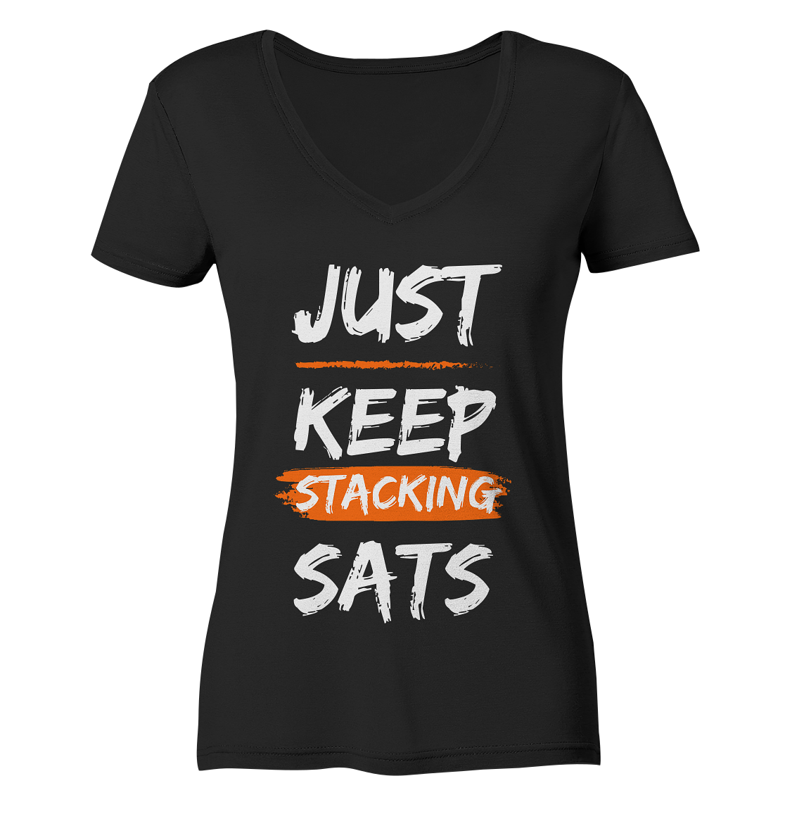 JUST KEEP STACKING SATS - LADIES COLLECTION 21% automat. Rabatt bis zum Halving 2024 - Ladies V-Neck Shirt
