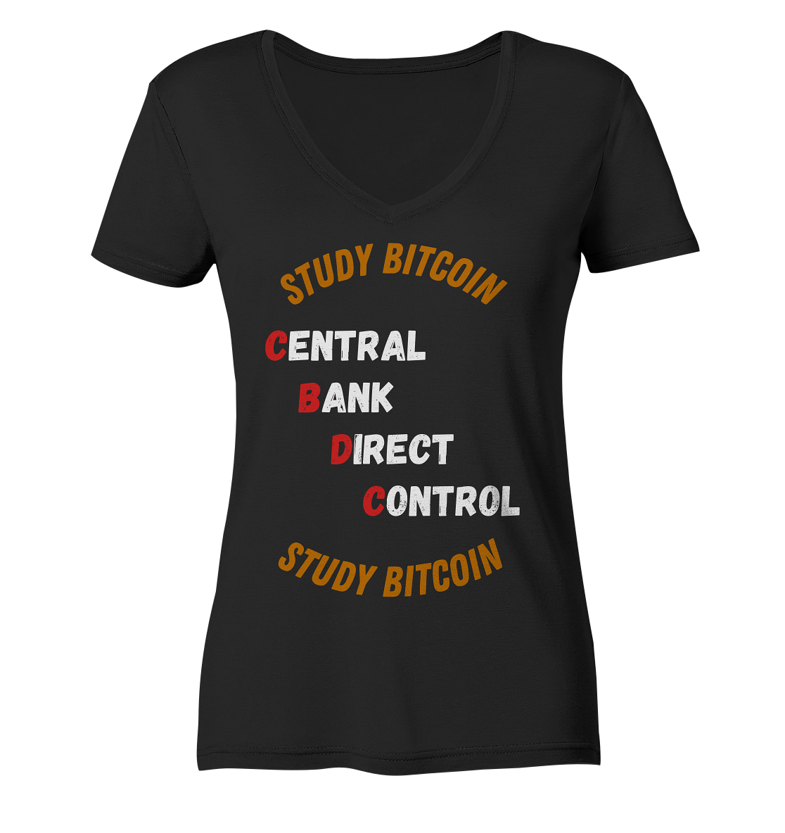 CENTRAL BANK DIRECT CONTROL - STUDY BITCOIN (Ladies Collection 21% Rabatt bis zum Halving 2024) - Ladies V-Neck Shirt