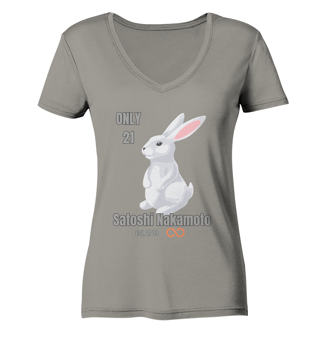 SATOSHI NAKAMOTO Est. 2009 (unendlich) ONLY 21- LADIES COLLECTION 21% automat. Rabatt bis zum Halving 2024 - Ladies V-Neck Shirt