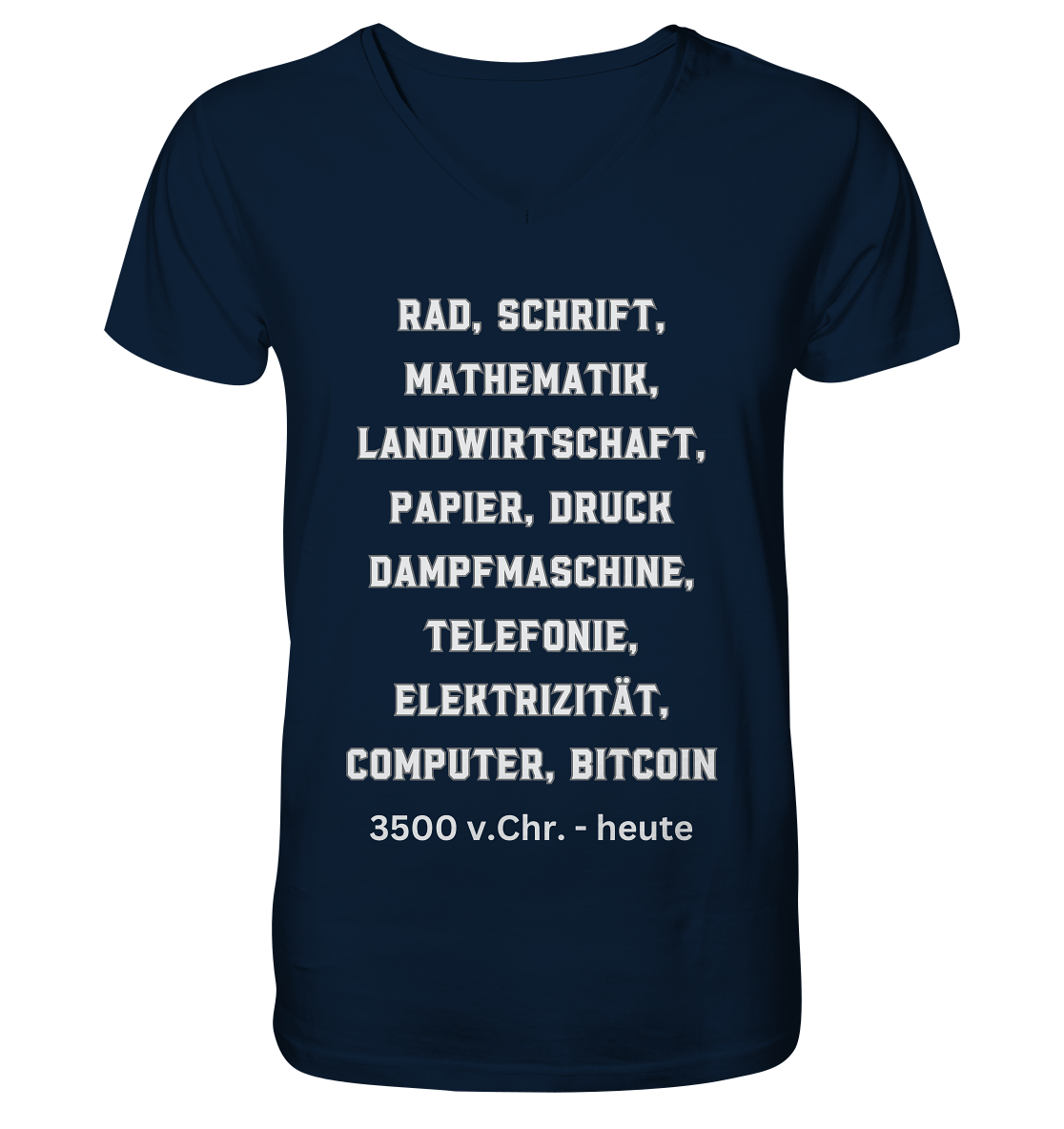 Erfindungen 3500 v. Chr. bis heute zu Bitcoin - Mens Organic V-Neck Shirt