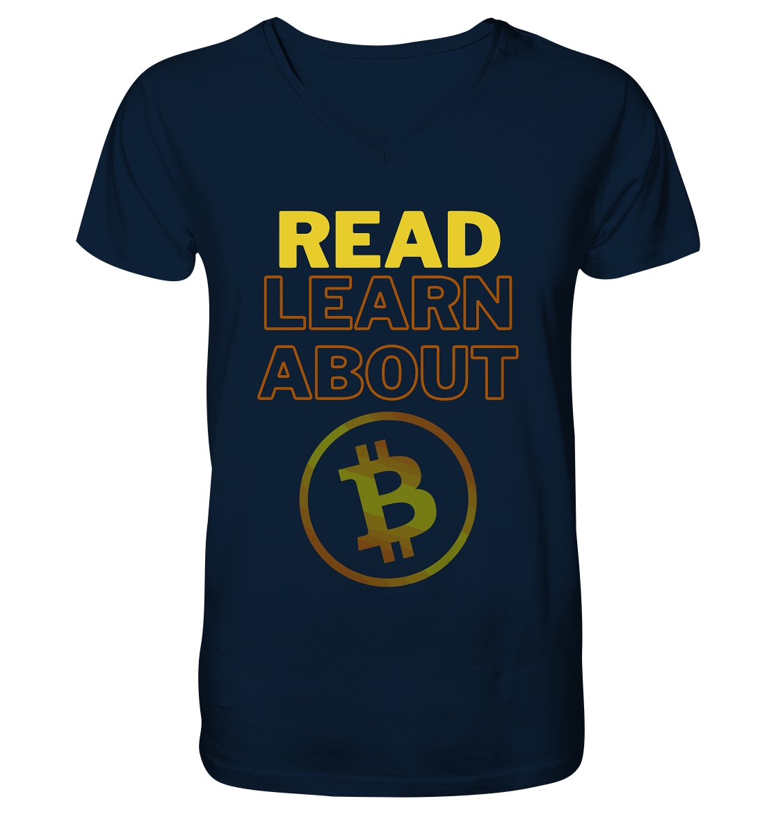 READ - LEARN ABOUT - BTC-Symbol - Mens Organic V-Neck Shirt