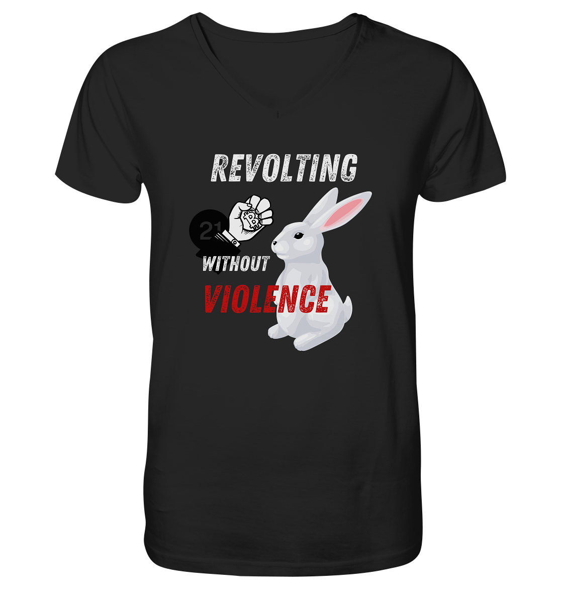 REVOLTING WITHOUT VIOLENCE - Mens Organic V-Neck Shirt