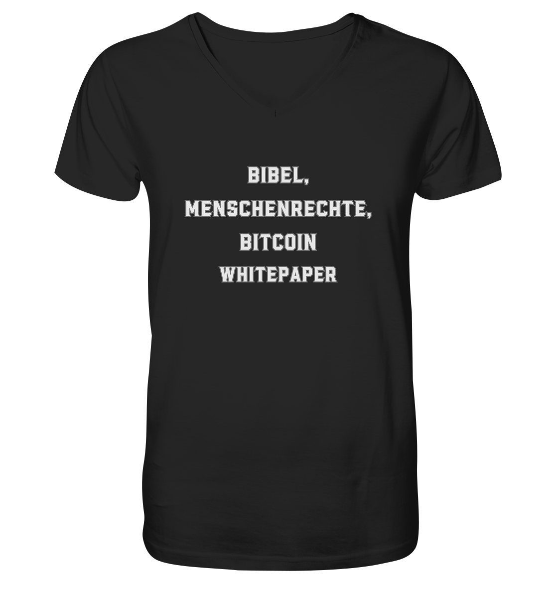 BIBEL, MENSCHENRECHTE, BITCOIN WHITEPAPER - Mens Organic V-Neck Shirt