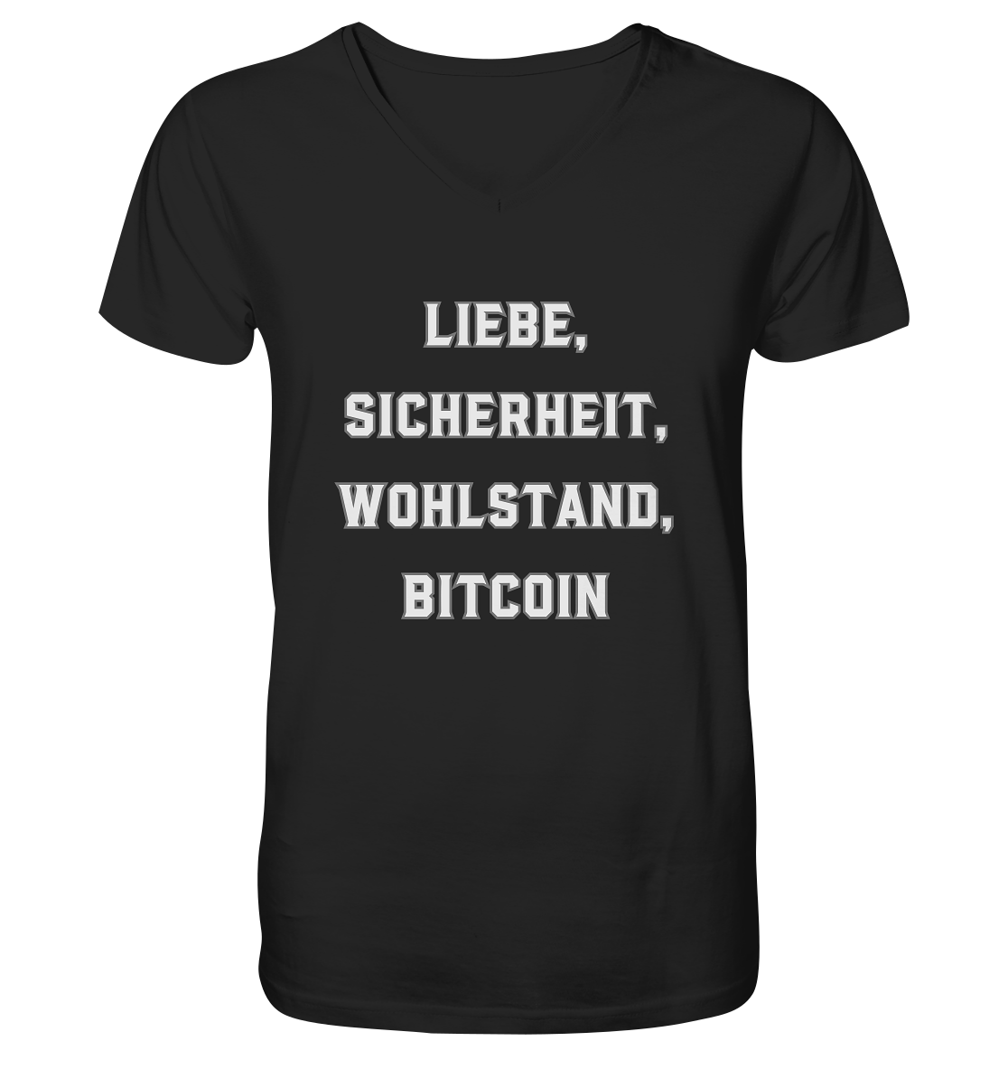 LIEBE, SICHERHEIT, WOHLSTAND, BITCOIN - Mens Organic V-Neck Shirt