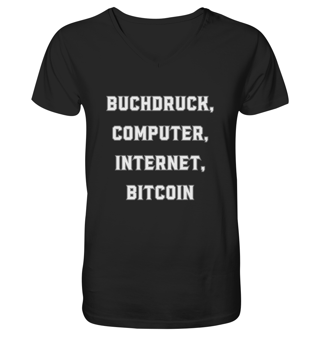 Buchdruck, Computer, Internet, Bitcoin - Mens Organic V-Neck Shirt