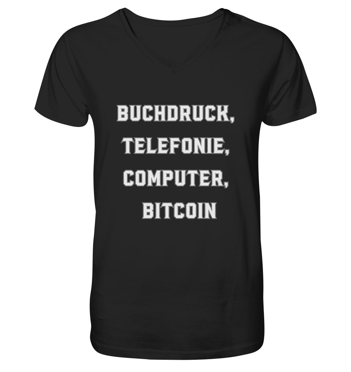 Buchdruck, Telefonie, Computer, Bitcoin - Mens Organic V-Neck Shirt