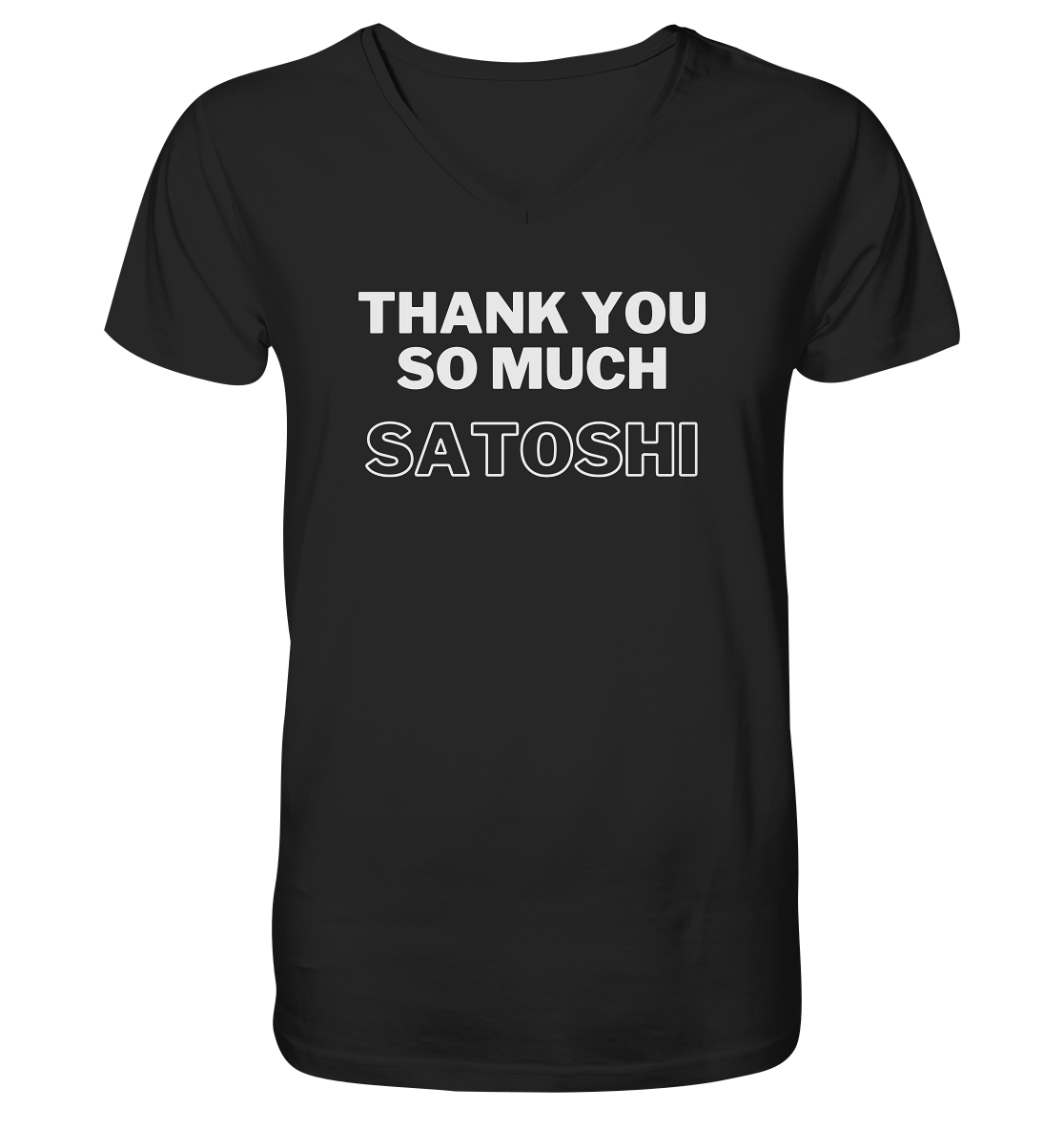 THANK YOU SO MUCH SATOSHI (Version pure white, andere Aufteilung) - Mens Organic V-Neck Shirt