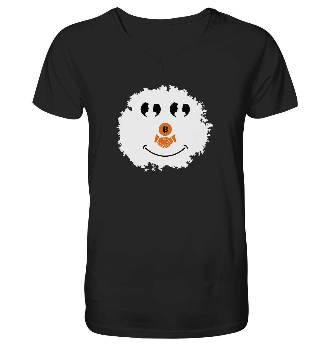 BITCOIN Augen Gespräch handshake SMILEY - Mens Organic V-Neck Shirt