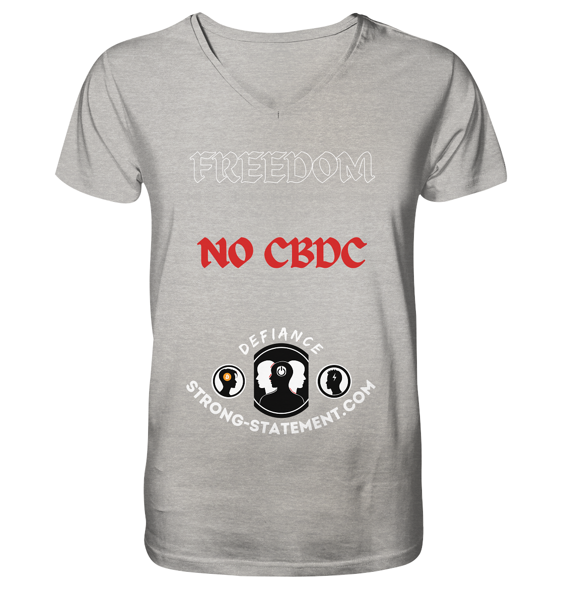FREEDOM - NO CBDC - Defiance - Strong-Statement.com - Mens Organic V-Neck Shirt